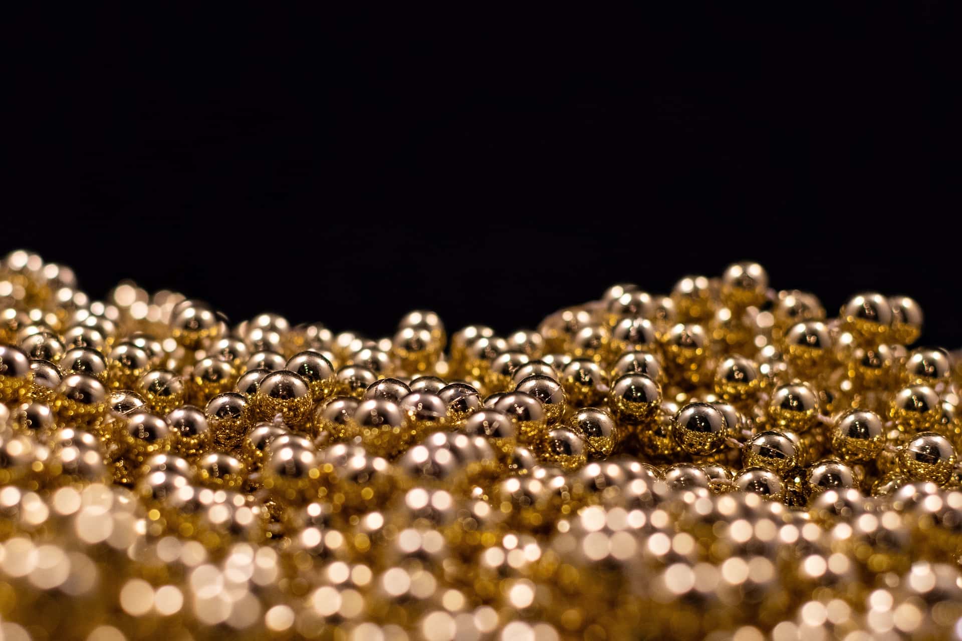 Close-up of a gold-toned chain showing surface finish